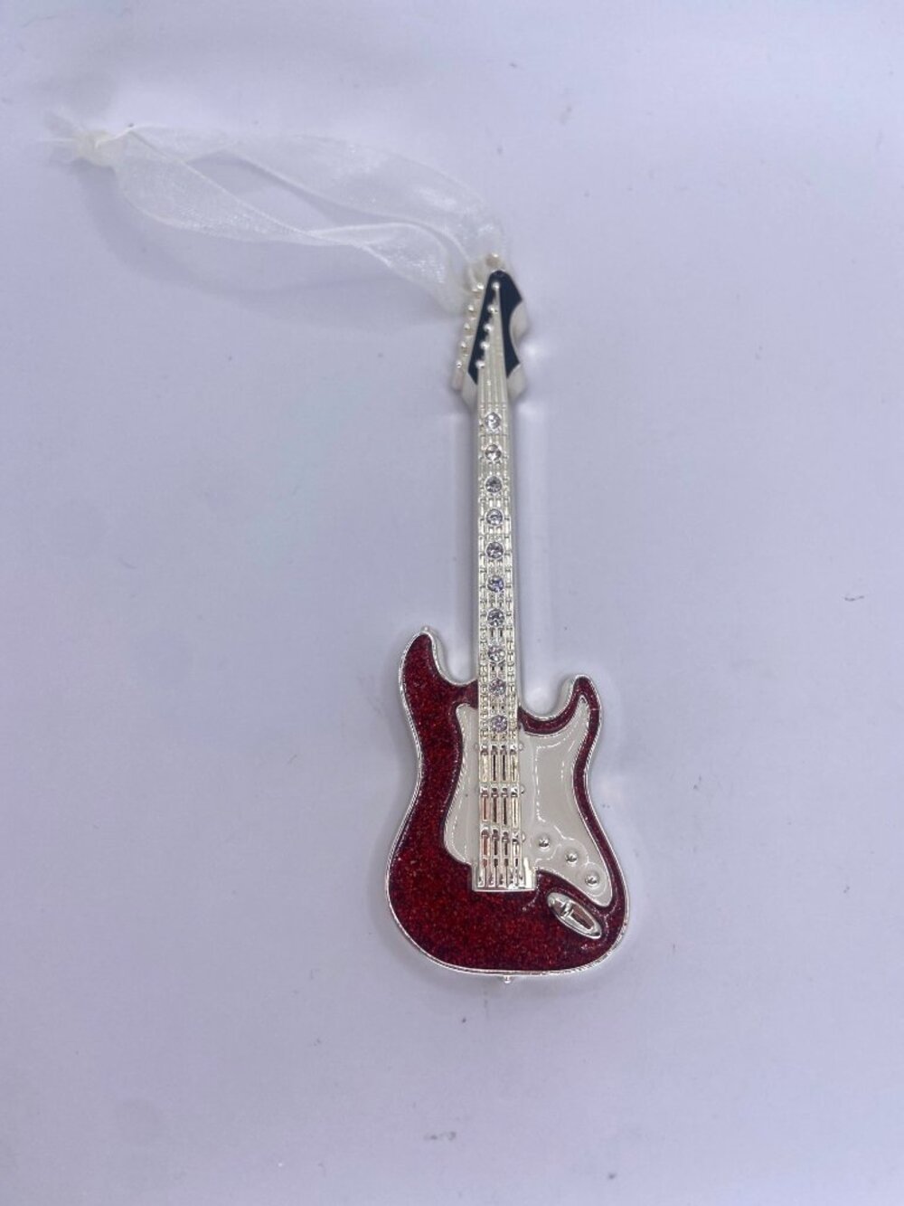 Regent Square Red Electric Guitar Collectible Ornament w/ Fine European Crystals